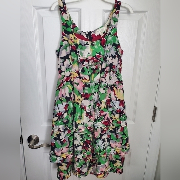 MOULINETTE Souers Tiered Floral 100% Silk Dress - Picture 1 of 6